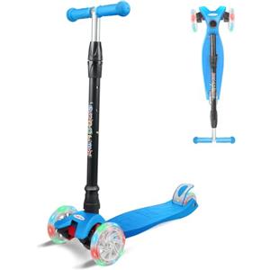 KORIMEFA Monopattino 3 ruote per bambini dai 3-12 Anni, monopattino per bambini e ragazze, con ruote lampeggianti a LED in PU e con 3 altezze regolabili, per Bambini (Blu)