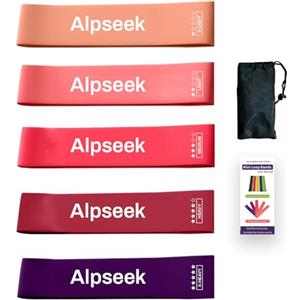 Alpseek Resistance Belt Set, 5-Grade TPE Fitness Belt con Borsa di Immagazzinamento, 5-40LBS Elastic Sports Belt, Adatto per l'esercizio completo del corpo, Yoga, Pilates (Rosso sfumato)