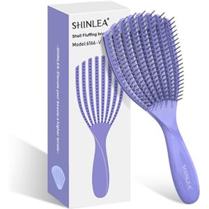 SHINLEA Spazzola Capelli - SHINLEA Spazzola Districante per Capelli Ricci, Spazzola Ventilata per Asciugare e Acconciare i Capelli - Elimina i Nodi, Spazzola per Capelli Ricci per Donne,Uomini,Bambini (Viola)