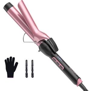 BESTOPE PRO Arricciacapelli da 25 mm, Ferro Arricciacapelli in Ceramica Antistatico con Display LCD, Intervallo di Temperatura 80-230°C, Riscaldamento Rapido, per Ottenere Ricci Naturali e Morbidi