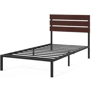 Zinus Rete Piattaforma in Bambù e Metallo Durevole 31 cm ri con Testiera Letto a Doghe in Acciaio, Facile da Montare, 90 x 190 cm