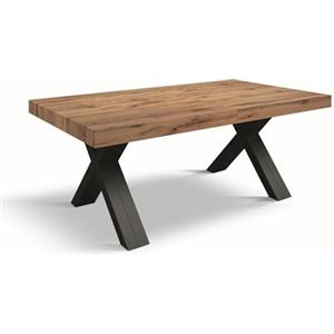 KONTE.DESIGN Tavolo GALLIPOLI in legno nobilitato effetto rovere rustico con gambe a X in legno antracite, allungabile 180x90 cm - 480x90 cm