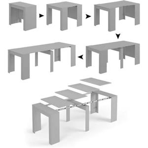 Dmora Tavolo Allungabile, Consolle in Legno, 4 Allunghe Fino a 237 cm, 90 x 50 x 78 cm, Multiuso, Cemento, 237