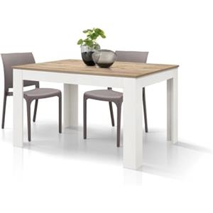 KONTE.DESIGN Tavolo LIPARI in legno finitura rovere e base bianca, allungabile 120×80 cm - 170×80 cm