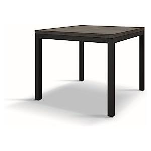 KONTE.DESIGN Tavolo TROPEA in legno, finitura acciaio ossidato e metallo verniciato antracite, allungabile 90x90 cm - 180x90 cm