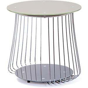 Inter Link - Tavolino - Tavolino - Tavolo da salotto - Struttura in metallo - Piano in vetro grigio pantone - Per soggiorno, ufficio, camera da letto - 50 x 50 x 50 cm - Rivoli