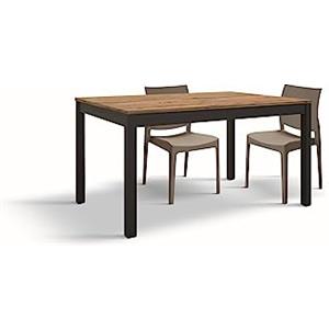 KONTE.DESIGN Tavolo TROPEA in legno, finitura rovere rustico e metallo verniciato antracite, allungabile 120x80 cm - 170x80 cm