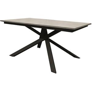 KONTE.DESIGN Tavolo VOLPAIA in legno, finitura grigio cemento e metallo verniciato nero