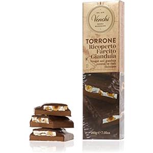 Venchi - Stecca di Torrone Gianduia con Nocciole Piemonte IGP, 200g - Idea Regalo - Senza Glutine