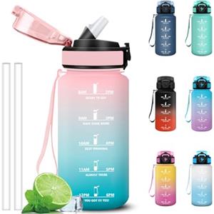 Grsta Borraccia 500ml, A Prova di Perdite Borraccia Bambino, Bottiglia Motivazionale con Cannuccia, Facile da Pulire, Borracce con Indicatore del Tempo per Ufficio, Lavoro, Scuola