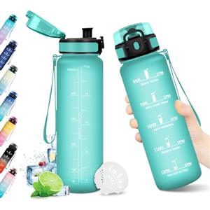 KollyKolla Borraccia 500ml, Bottiglia con Marcatori Temporali, Borraccia con Filtro, Bottiglia Acqua Riutilizzabile, Borraccia senza BPA, A Prova di Perdite, Borraccia per Bambini, Scuola, Ufficio, Sport