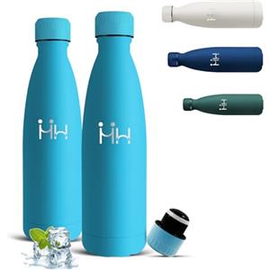 Mujigaga Borraccia Termica, Borraccia 500 ml, Senza BPA, Senza Perdite, Borracce Acciaio Inox, Mantiene Caldo per 12 Ore/Freddo 24 Ore, Borracce per Scuole, Viaggio, Palestra, Sport