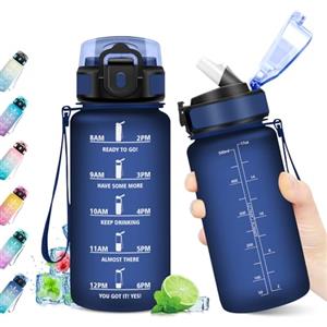 KollyKolla Borraccia 500ml, Bottiglia con Cannuccia, Riutilizzabile, Borraccia senza BPA, Bottiglia con Indicatore del Tempo Motivazionale, A Prova di Perdite, ideale per Bambini, Scuola, Ufficio