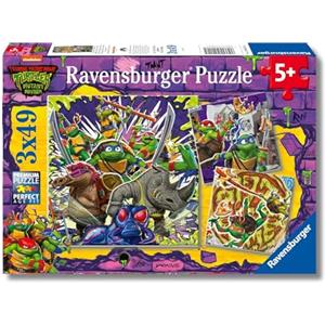 Ravensburger - Puzzles Tartarughe Ninja Confezioni Da 3 | Puzzle Bambini 5 Anni O Più | Regalo Bimba 5 Anni 3 X 49 Pezzi | Puzzle Bambini 21 X 21 Cm | Puzzles Perfetti Ravensburger