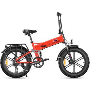ENGWE ENGINE X Bici Elettrica Pieghevole 250W E-Bike Adulto | 20 × 4.0 Fat Tire Bicicletta Elettrica | 48V 13AH Range 120KM | Sospensione Completa | 7 Velocità Crociera Urbana (Grande Rosso)