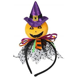 W WIDMANN MILANO Party Fashion, accessorio per costume di Halloween, fascia per capelli zucca con cappello, tulle e nastri, ideale per bambini e adulti, taglia unica, multicolore