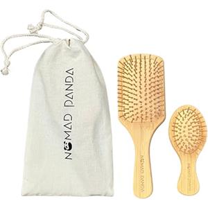 NomadPanda Nomad Panda Set spazzole capelli in bamboo naturale, spazzola bamboo, spazzola da viaggio. spazzola capelli legno sostenibile, biodegradabile. Spazzola portatile per capelli, spazzola per capelli