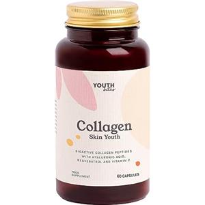 Youth Bites SKIN YOUTH COLLAGENE VERISOL ANTI-AGING - Verisol brevettato + acido ialuronico + resveratrolo + vitamina C + peptidi di collagene bioattivi - Previene e ritarda l'invecchiamento della pelle - 60 cap