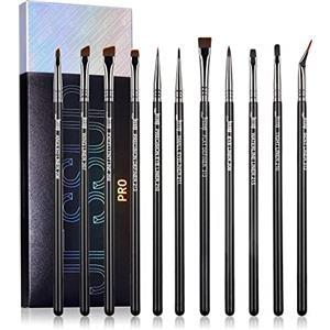 Jessup Set 11 pennelli eyeliner occhi professionali Linea a punta piatta conica angolata precisione acqua Nero/Argento T324