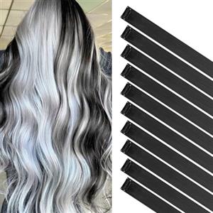 GIKPAX 10 extension per capelli con clip, 56 cm, colore nero, per bambine, ragazze, donne, feste, decorazioni quotidiane