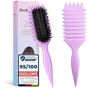 Dokkita Spazzola Capelli Ricci, Spazzola per Ricci Multifunzionale, Spazzola per Styling Define, Spazzola per Definizione Arricciacapelli, Curly Hair Brush, Pettinare Capelli per Uomini e Donne -Viola