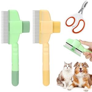 Ledebouk 2 Pettini Per Gatti, Pulci Per Cani, Tagliaunghie Per Animali Domestici，In Acciaio Inox, Per Animali Domestici, Spargimento E Grovigli, Resistenti E Autopulenti, Per Toelettatura