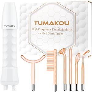 TUMAKOU Portatile Alta Frequenza Viso Professionale - 6 in 1 Neon Elettroterapia Massaggiatore Facciale per Rafforzamento della pelle, Rughe, Rimozione dell'Acne, Linee Sottili, Gli Occhi Gonfi