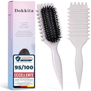 Dokkita Spazzola Capelli Ricci, Spazzola per Ricci Multifunzionale, Spazzola per Styling Define, Spazzola per Definizione Arricciacapelli, Curly Hair Brush, Pettinare Capelli per Uomini e Donne (Beige)