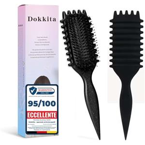 Dokkita Spazzola Capelli Ricci, Spazzola per Ricci Multifunzionale, Spazzola per Styling Define, Spazzola per Definizione Arricciacapelli, Curly Hair Brush, Pettinare Capelli per Uomini e Donne -Nero