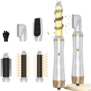 MidingChai Spazzola Asciugacapelli 5 in 1 Multifunzione, Styler Ionico Anticrespo con Aria Calda, Accessori Rimovibili per Asciugare, Arricciare e Raddrizzare Capelli