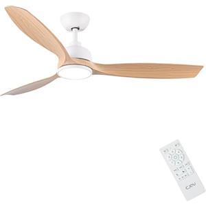 CJOY Ventilatore da Soffitto con Luce, 132cm Legno Ventilatore de Soffitto con Telecomando, 3 Pale Silenzioso, 6 Velocità, Reversibili DC, 3 CCT Dimmerabile, Timer, Funzione di Memoria, Modalità Sleep