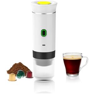 Ruspela Macchina per caffè espresso elettrica portatile Macchina da caffè elettrica senza fili Macchina per caffè a capsule per caffè ad azionamento manuale per campeggio, viaggi, camper, ufficio