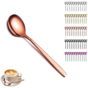 Berglander set di 12 cucchiaini in oro rosa, posate da cucchiaino rosa placcato titanio in acciaio inossidabile, cucchiaino piccolo cucchiaio da dessert, lavabile in lavastoviglie