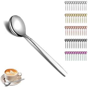 Berglander Set di 12 cucchiaini in argento, posate da cucchiaino lucido in acciaio inossidabile lucido, cucchiaino piccolo cucchiaio da dessert, lavabile in lavastoviglie