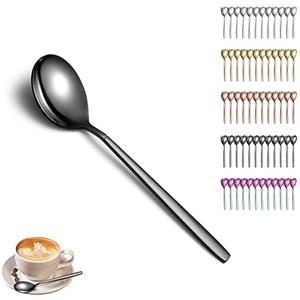 Berglander Set di cucchiaini nero Berglander da 12 pezzi, cucchiaino nero placcato titanio in acciaio inossidabile cucchiaino da tavola, cucchiaino piccolo cucchiaio da dessert, lavabile in lavastoviglie