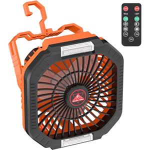 Diealles Shine Ventilatore da Campeggio, Ventilatore a Batteria Ricaricabile 10400mAh, Ventilatore da Esterno con Lanterna LED, Ventilatore da Tavolo per Outdoor Pesca Home Office