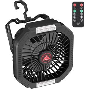 Diealles Shine Ventilatore da Campeggio, Ventilatore a Batteria Ricaricabile 10400mAh, Ventilatore da Esterno con Lanterna LED, Ventilatore da Tavolo per Outdoor Pesca Home Office
