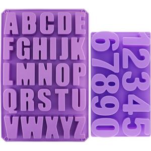 alwaiiz Stampo in silicone A-Z (34 x 22,5 x 2,5 cm) e 0-9 stampi in silicone con numeri (23 x 13 cm), set di lettere 3D, facile da staccare, adatto per decorazioni torte, biscotti e cubetti di