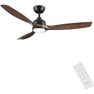 CJOY Ventilatore da Soffitto con Luce e Telecomando, 132 cm Legno Ventilatore de Soffitto 3 Pale Silenzioso, 6 Velocità, Reversibili DC, 3 CCT Dimmerabile, Timer, Funzione di Memoria, Modalità Sleep