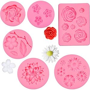 wocpvm 6 Pezzi Stampi per Fondente in Silicone Stampi per fiori Margherita Stampo Silicone Fondente Muffa del Fiore per Cioccolato, Gelatina, Caramelle