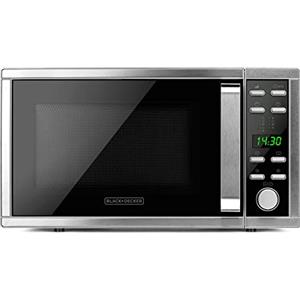 BLACK+DECKER BXMZ901E BXMY901E, Forno a Microonde Combinato, Grill, Convezione, 25L, 900W Potenza, 1000W Grill, 5 Livelli di Potenza, Scongelamento, Menu Automatico 9 Ricette, Timer 95min, 2 Funzioni Combinate, Argento