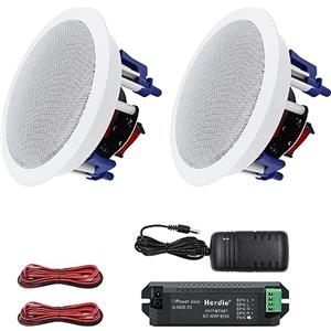Herdio 5.25" altoparlanti a soffitto 300 Watt sistema di altoparlanti domestici, compatibile con Bluetooth perfetto per cucina, camera da letto, bagno, home theater, portici coperti