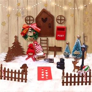 Dictien 43 PCS Porta Elfo Natale Kit, Accessori Elfo di Natale,Elfo Natale per Bambini Decorazione Elfo Legno Miniatura Con Luce Fata Porta Decorazione di Natale, Stivali, Recinzione, Ghirlanda, Scala