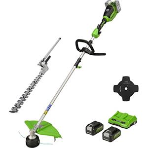 Greenworks 48V (2x24V) Tagliabordi a Batteria x Giardini Medio-Piccoli, Ampiezza Taglio 40cm + Greenworks Accessorio Tagliasiepi