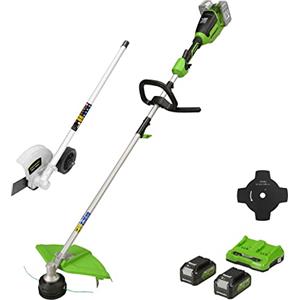 Greenworks 48V (2x24V) Tagliabordi a Batteria x Giardini Medio-Piccoli, Ampiezza Taglio 40cm, Erogazione a Pressione Doppio Filo Nylon 2mm + Greenworks Original Tagliabordi