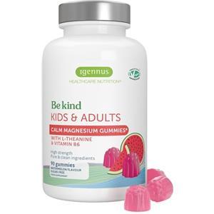 Igennus Healthcare Nutrition Caramelle Gommose di Magnesio Citrato, L-Teanina 100mg e Vitamina B6, Adulti e Bambini Età 4+, Senza Zucchero & Vegane, Integratore per calma e rilassamento, 45-90 dosi, Sapore di Anguria - Igennus