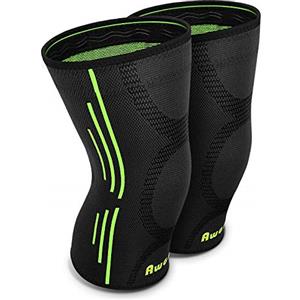 Awenia Supporto per ginocchio, maniche a compressione Premium, stabilizzatore della patella per ginocchio, per artrite alleviare il dolore articolare (XL)