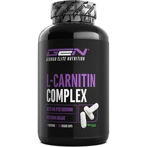 GEN GERMAN ELITE NUTRITION L-Carnitina Triplo Complesso - 3000 mg per dose giornaliera - Premium: Complesso di acetil-l-carnitina, L-carnitina tartrato e carnitina fumarato - 120 capsule - Altamente dosato - Vegan