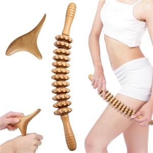 Riisoyu Accessories Anti Cellulite Rullo Massaggiatore, 2 stili Massaggiatore in Legno Massaggio Anticellulite Coscia Maderoterapia Legno con 12 Rulli per corpo mano piede viso Massaggio Muscolare