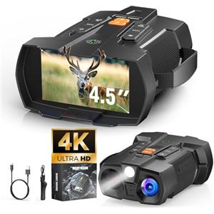 XOOIOOY Binocolo Visore Notturno 4K: 4,5" Night Vision con Batteria Ricaricabile Da 5000mAh - Visione Notturna 10X Digitale Zoom 7-Livelli Infrarossi - Regali Di Caccia Per Uomini/Papà/Marito - Campeggio